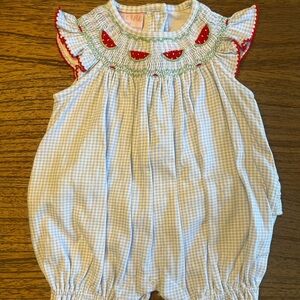 Petit Bebe Gingham Watermelon Bodysuit
